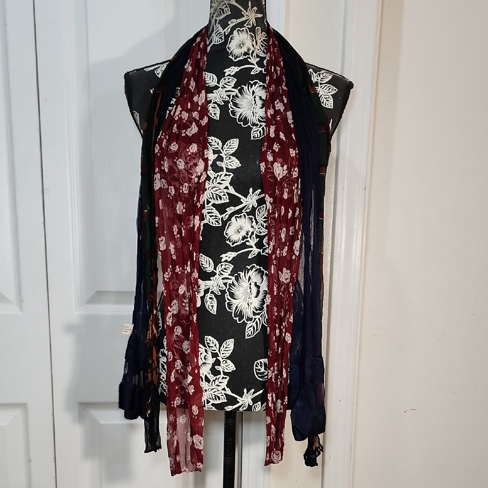 Floral Burgundy and Navy Scarf Bundle